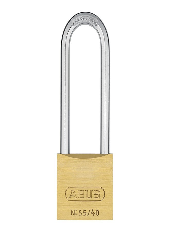 أباس قفل نحاسي صلب ABUS 55/40HB63 مزود بمفتاحين للمدرسة وصالة الألعاب الرياضية، بعرض 1 1/2 بوصة (40 مم)، وسلسلة طويلة، ومفتاح مختلف - Image 1