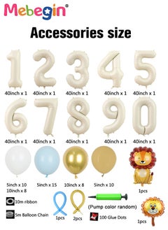 MEBEGIN Jungle Animal Lion Birthday Balloons Set for Birthday Decorations include 40 inch Number 0-9 Foil Ballons,16 Pcs 10 inch Gold Ballons,35 pcs 5 inch Ballons and Other Accessories, for Boys Girls' Party  - Image 5