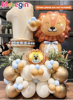 MEBEGIN Jungle Animal Lion Birthday Balloons Set for Birthday Decorations include 40 inch Number 0-9 Foil Ballons,16 Pcs 10 inch Gold Ballons,35 pcs 5 inch Ballons and Other Accessories, for Boys Girls' Party  - Image 3