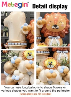MEBEGIN Jungle Animal Lion Birthday Balloons Set for Birthday Decorations include 40 inch Number 0-9 Foil Ballons,16 Pcs 10 inch Gold Ballons,35 pcs 5 inch Ballons and Other Accessories, for Boys Girls' Party  - Image 4