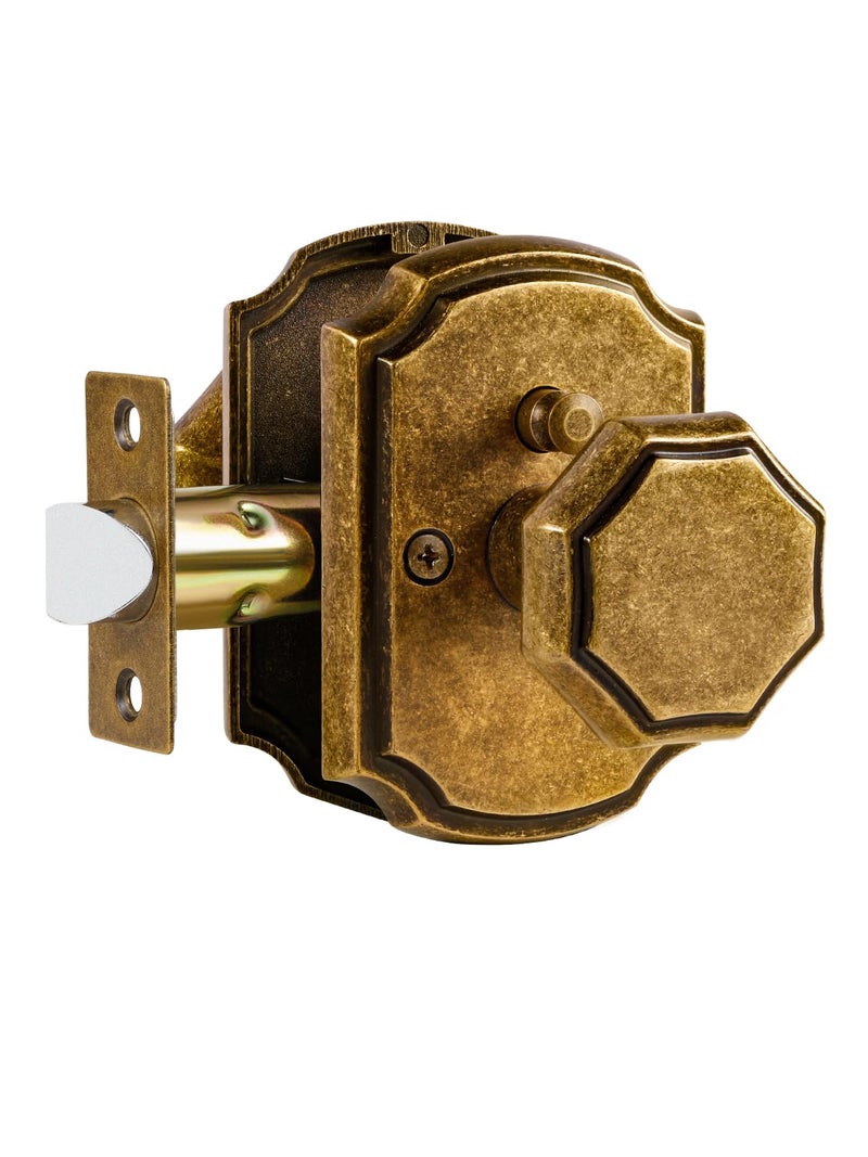 SORWDUERM 1 Pack Antique Brass Door Knobs Interior Privacy Door Knob with Lock for Bedroom and Bathroom,Zinc Alloy - Image 1