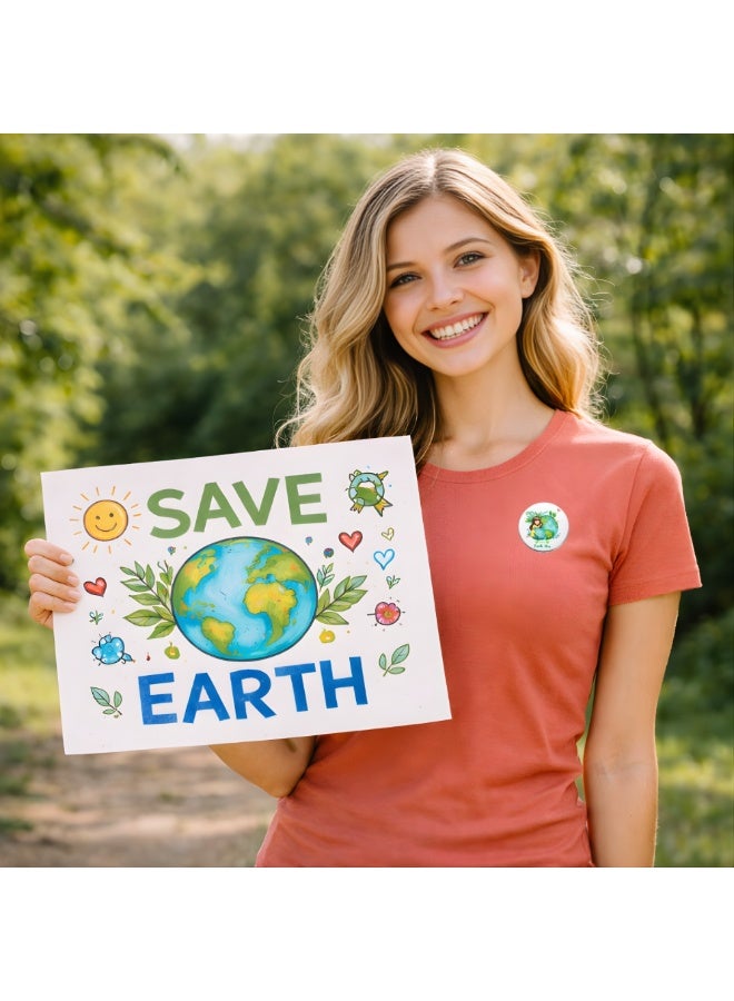 برينت شوب فور مي شارات أزرار يوم الأرض - شارة دائرية على شكل زر معدني شارة بدبوس|دبابيس صديقة للبيئة لاحتفالات يوم الأرض|تصميمات ممتعة وأنيقة - Image 2