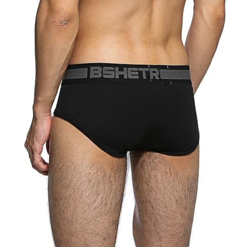 BSHETR Men's Underwear Briefs 5-Pack Cotton Low Rise Multi Color Soft Underpant (Black(5-Pack), Large 31"-33",79cm-84cm) - Image 4