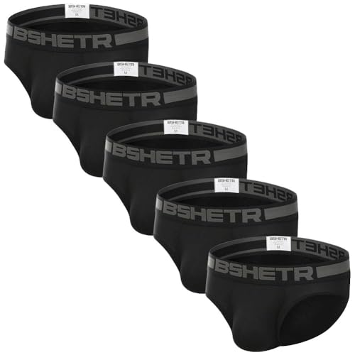BSHETR Men's Underwear Briefs 5-Pack Cotton Low Rise Multi Color Soft Underpant (Black(5-Pack), Large 31"-33",79cm-84cm) - Image 1