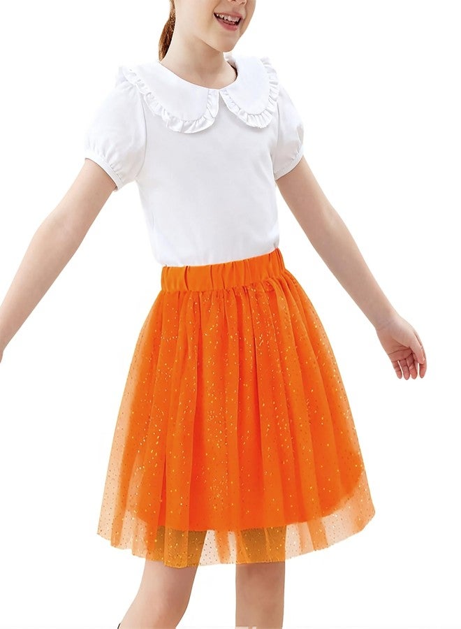 Magic Park 1-14Y Toddler Tutu Skirt Kid Tulle Skirts Little Girl Solid Color Short Skirt Girls Holiday Birthday Clothes (Orange,1-2 Years) - Image 2