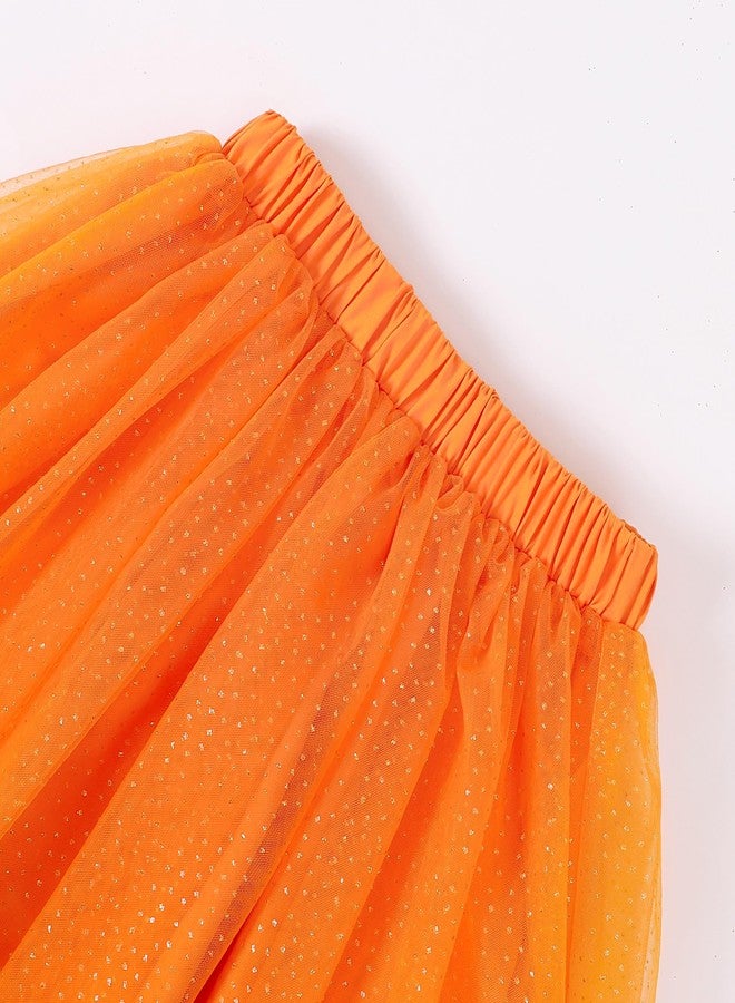 Magic Park 1-14Y Toddler Tutu Skirt Kid Tulle Skirts Little Girl Solid Color Short Skirt Girls Holiday Birthday Clothes (Orange,1-2 Years) - Image 3