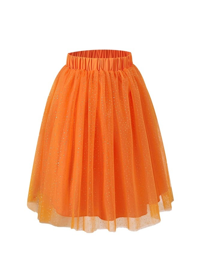 Magic Park 1-14Y Toddler Tutu Skirt Kid Tulle Skirts Little Girl Solid Color Short Skirt Girls Holiday Birthday Clothes (Orange,1-2 Years) - Image 1