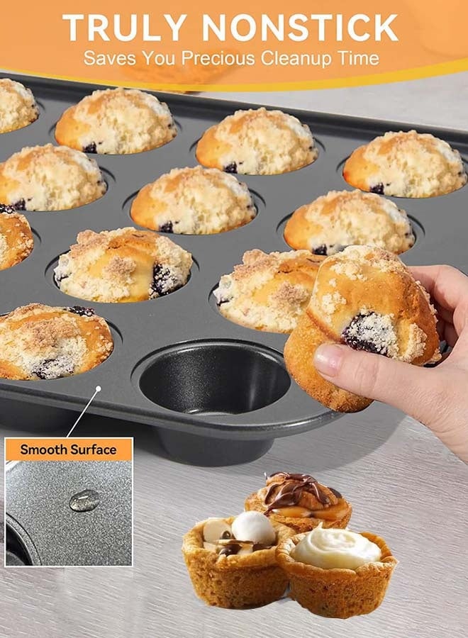 دوركو صينية المافن صينية مافن قوالب الخَبْز صينية كب كيك، قوالب مافن غير لاصقة، ٢٤ كوبًا، قوالب كب كيك، أدوات خبز، كب كيك، مافن، براونيز، وجبات خفيفة، صينية مافن صواني الخَبْز - Image 4
