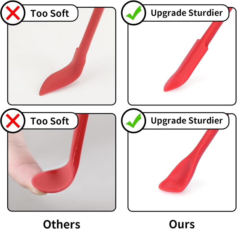 Cuttte Mini Spatula Silicone Spatula Set - 2pcs Small Makeup Scrapers for Cosmetics, Reusable Beauty Tiny Tools, Thin Jar Scraper, Get Last of Makeup Out, Black and Red - Image 4