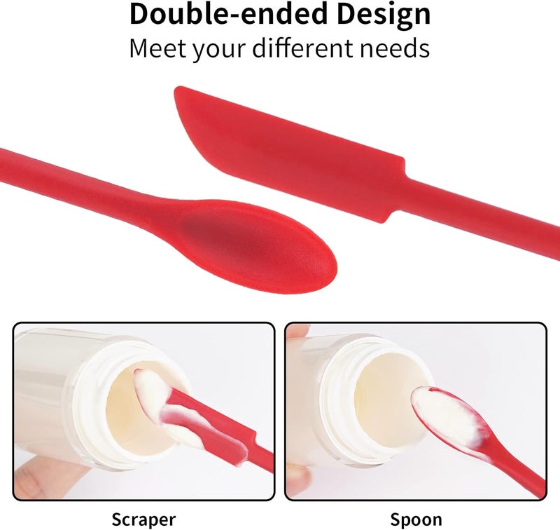Cuttte Mini Spatula Silicone Spatula Set - 2pcs Small Makeup Scrapers for Cosmetics, Reusable Beauty Tiny Tools, Thin Jar Scraper, Get Last of Makeup Out, Black and Red - Image 3