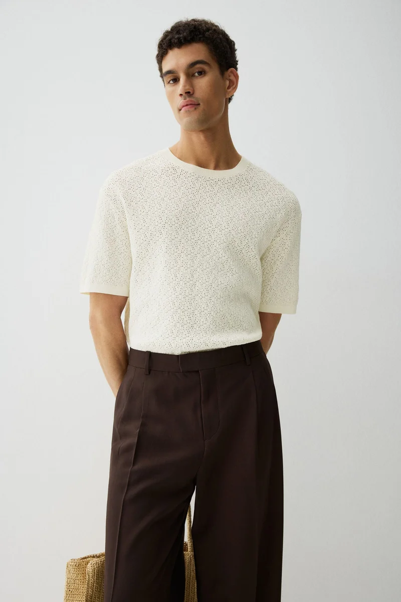H&M Regular Fit Textured-knit T-shirt