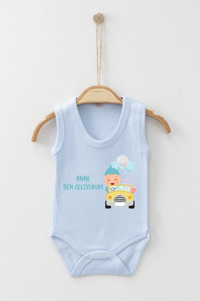 Ada Bebek Çocuk Ada Baby Kid Adabebek Cotton Organic Mother I'm Coming Strappy Badi Baby Bodysuit