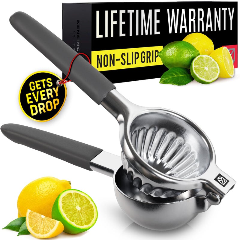 Large Lemon Squeezer Stainless Steel Press  NonSlip Grip Heavy Duty Manual Design  Effortless ProGrade Lemon Lime Orange and Citrus Fruit Hand Held Lemon Juicer Squeezer  No Seeds Max Juice
