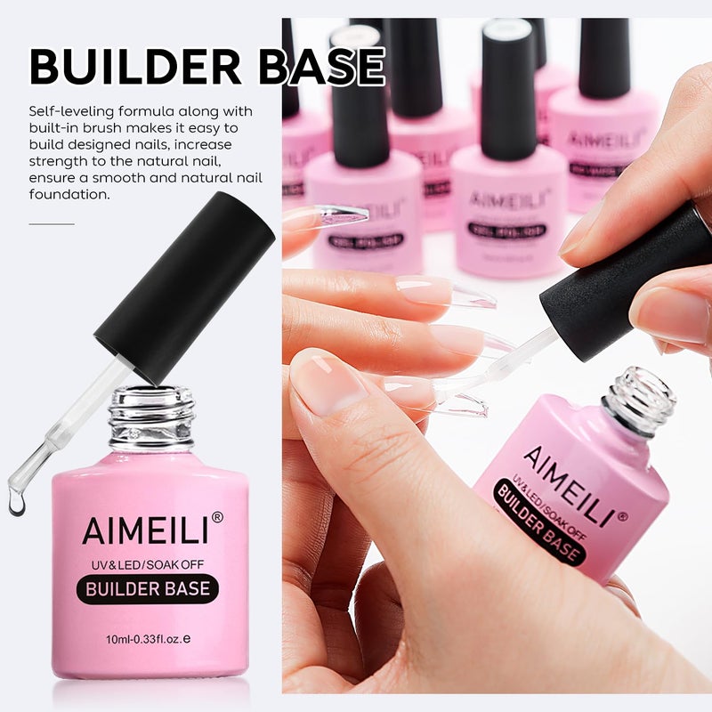 AIMEILI Sheer Color Builder Base Gel for Nails, Hema Free, Cruelty Free, Vegan, No Need Slip Solution, Soak Off Gel Nail Polish 6pcs X 10ml - Kit Set 38 - Image 4