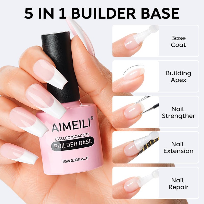 AIMEILI Sheer Color Builder Base Gel for Nails, Hema Free, Cruelty Free, Vegan, No Need Slip Solution, Soak Off Gel Nail Polish 6pcs X 10ml - Kit Set 38 - Image 2