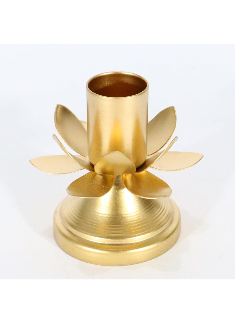 KAPER KAPER Golden Candle Stand for Home Deocoration Antique Small Metal Candle Holder for Dining Table Church 25 Inches 