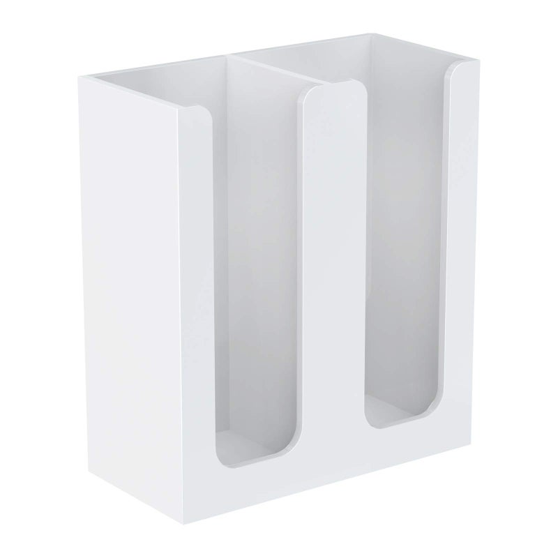 Richboom Acrylic Coffee Cup and Lid Storage Organizer Holder 2 Compartments White