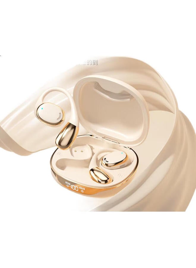 Claison Bluetooth Earhook Bone Conduction Concept Open-Ear Wireless Sports Running Cycling Noise-Canceling Earclip Earphones For Apple Huawei M70 - Milky White - Image 2