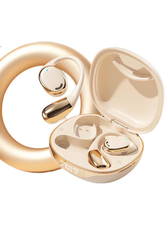 Claison Bluetooth Earhook Bone Conduction Concept Open-Ear Wireless Sports Running Cycling Noise-Canceling Earclip Earphones For Apple Huawei M70 - Milky White - Image 3