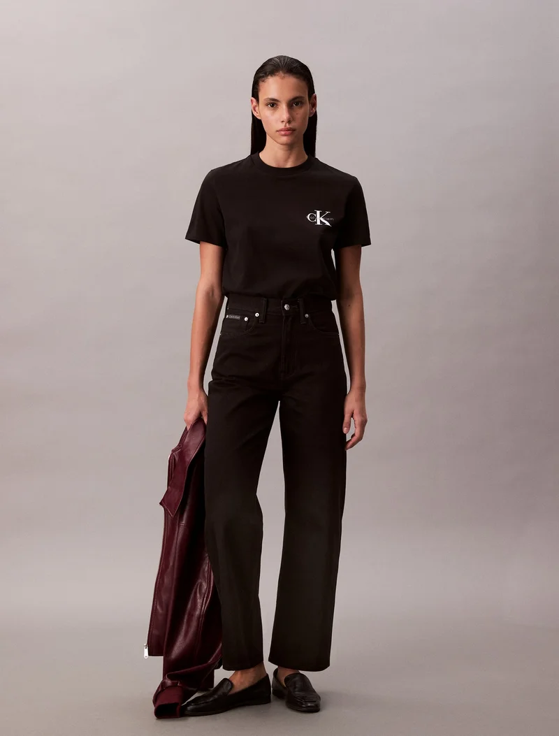 Calvin Klein Jeans Black / Bright White 2 Pack Cotton Monogram T-Shirts for Women | Best Price UAE