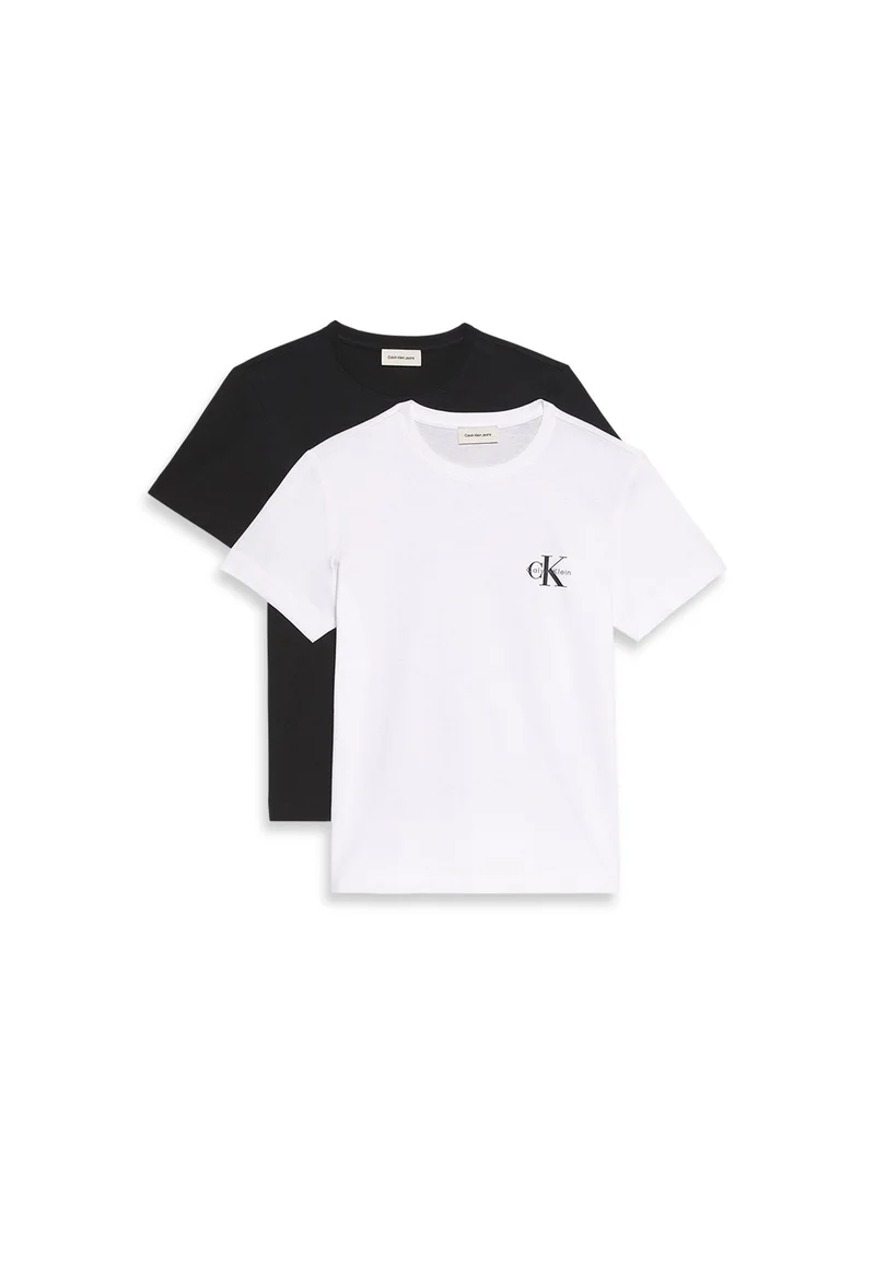 Calvin Klein Jeans Black / Bright White 2 Pack Cotton Monogram T-Shirts for Women | Best Price UAE