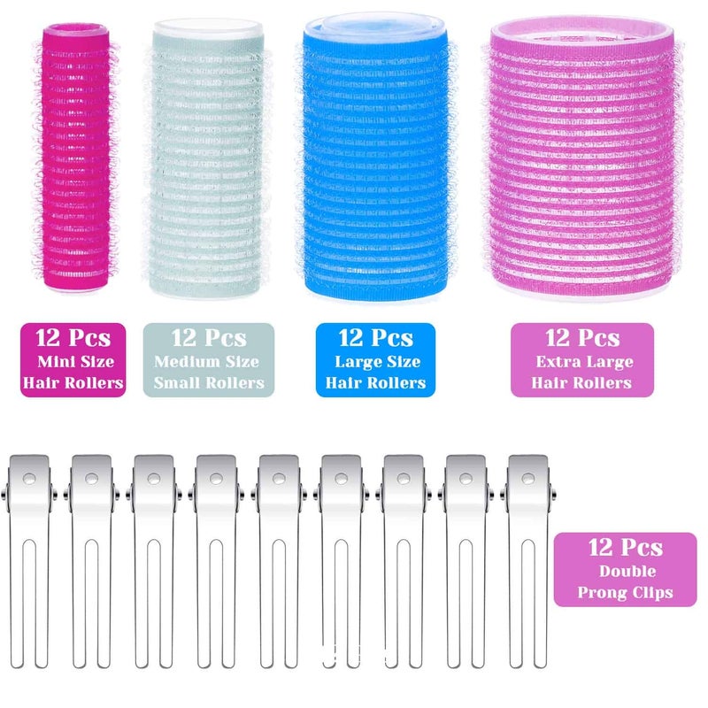 Anezus Self-Grip Rollers Set - 60 Pcs Multicolored Curlers and Clips for Hairstyling - Image 2