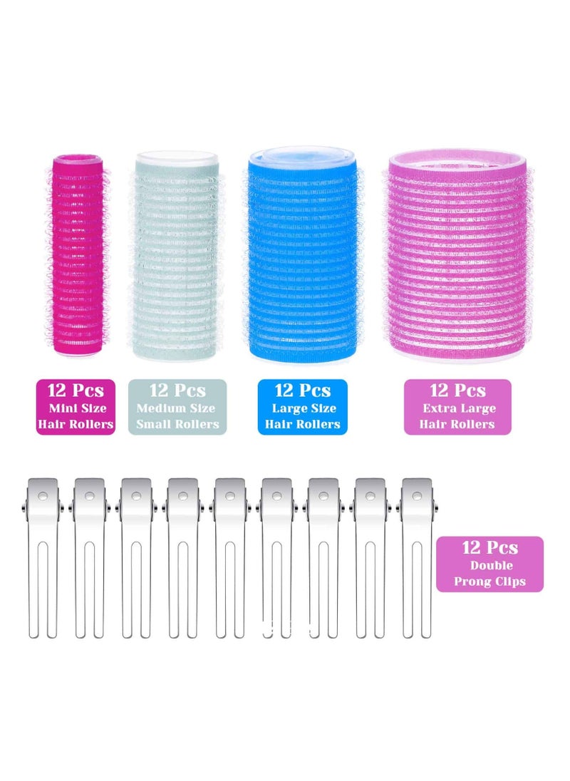 anezus Anezus Self-Grip Rollers Set - 60 Pcs Multicolored Curlers and Clips for Hairstyling  - Image 2