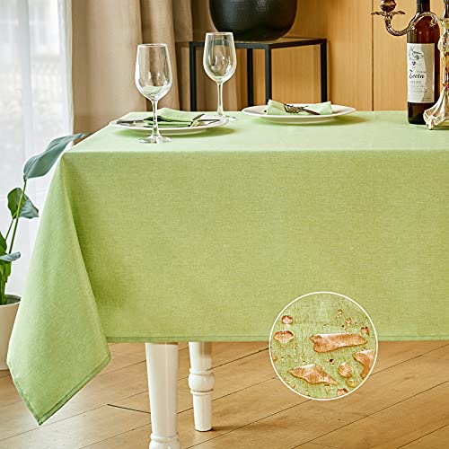 Mebakuk Rectangle Table Cloth Linen Farmhouse Tablecloth Waterproof AntiShrink Soft and Wrinkle Resistant Decorative Fabric Table Cover for Kitchen Mint Green 52 x 70 46 Seats