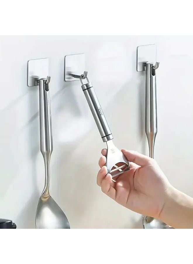 4pcs Silvery Stainless Steel Adhesive Hooks No Drilling Wall Mount Rust Resistant - Image 5