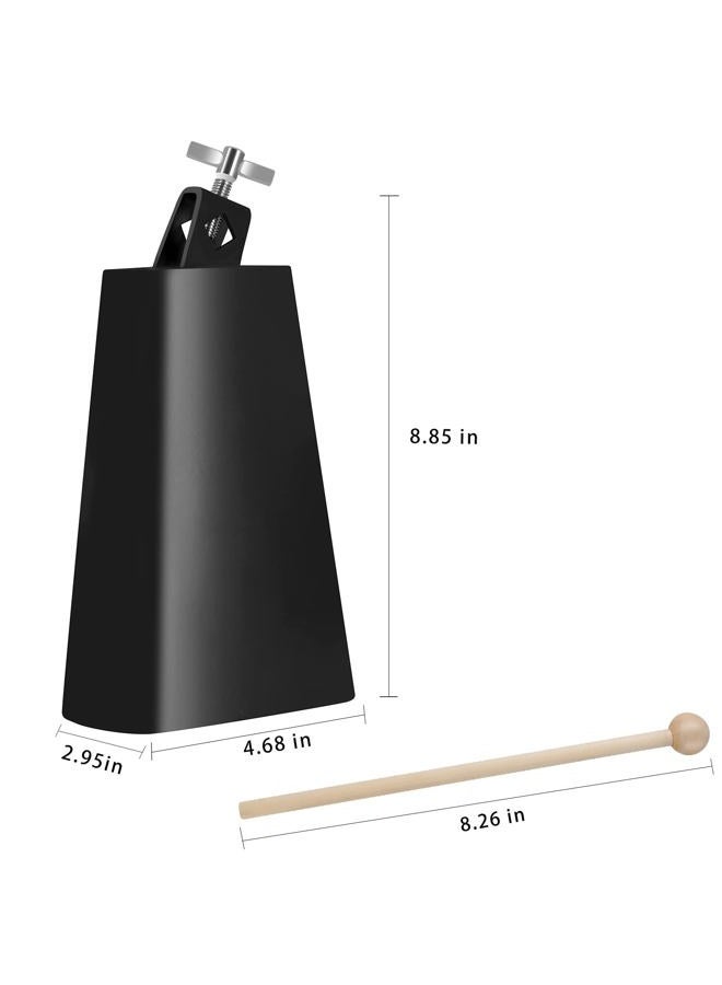 Eastrock 7 inch Metal Steel Cow Bells Noise Makers Hand Percussion Cowbell with Stick for Drum Set - Image 2