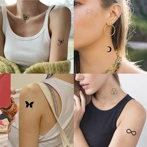 JOEHAPY 28 Sheets 504 PCS Tiny Small Temporary Tattoos For Women Men Finger Hands, Cartoon Bohemia Fake Tattoo Stickers For Kids Boys Girls, Bulk Cute Black Long Lasting Vintage Tatoos Neck Cholo - Image 5