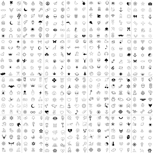 JOEHAPY 28 Sheets 504 PCS Tiny Small Temporary Tattoos For Women Men Finger Hands, Cartoon Bohemia Fake Tattoo Stickers For Kids Boys Girls, Bulk Cute Black Long Lasting Vintage Tatoos Neck Cholo - Image 4