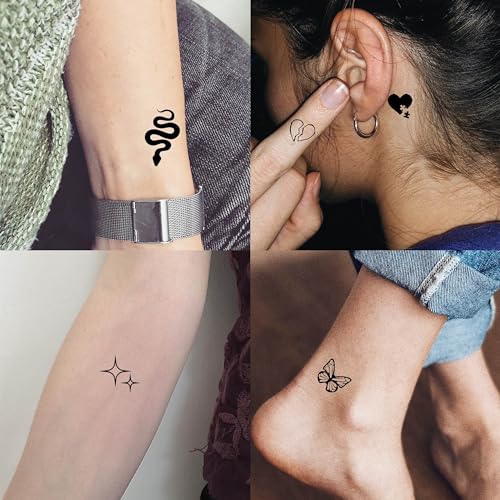 JOEHAPY 28 Sheets 504 PCS Tiny Small Temporary Tattoos For Women Men Finger Hands, Cartoon Bohemia Fake Tattoo Stickers For Kids Boys Girls, Bulk Cute Black Long Lasting Vintage Tatoos Neck Cholo - Image 2