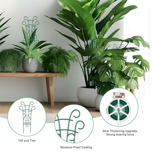 Qaobo Plant Trellis for Potted Plants 12 Pack Stackable Indoor Outdoor Climbing Houseplant Support with Garden Wire for Pothos Hoya Ivy Flower - Image 4