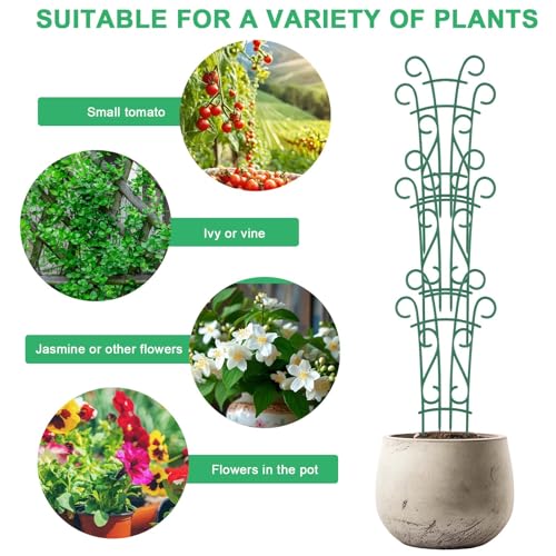 Qaobo Plant Trellis for Potted Plants 12 Pack Stackable Indoor Outdoor Climbing Houseplant Support with Garden Wire for Pothos Hoya Ivy Flower - Image 5