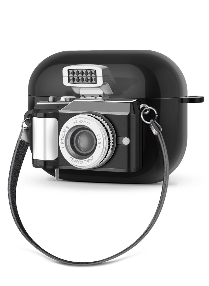 SYOSI Compatible with AirPod 3rd Generation Case Cover, Vintage Camera Design for Women Girls Creative Flash Shutter Function with Wrist Strap Soft Silicone Protective Shockproof Case for Airpods 3rd - Image 1