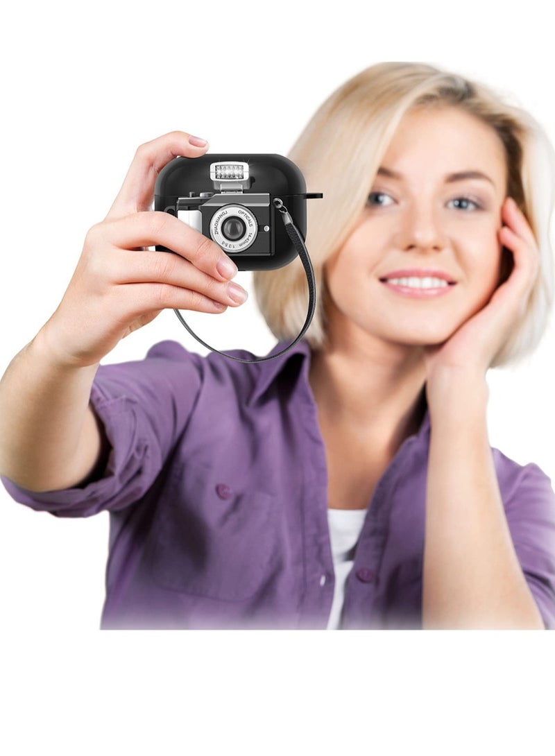 SYOSI Compatible with AirPod 3rd Generation Case Cover, Vintage Camera Design for Women Girls Creative Flash Shutter Function with Wrist Strap Soft Silicone Protective Shockproof Case for Airpods 3rd - Image 3