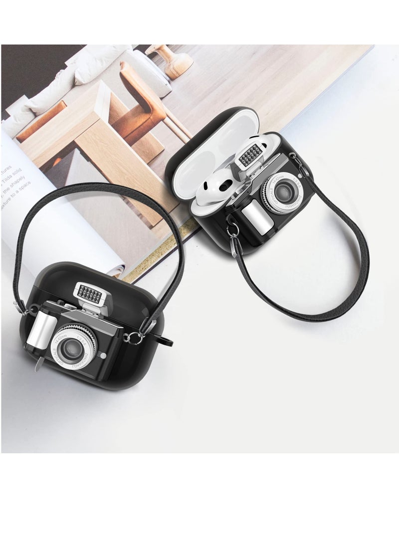 SYOSI Compatible with AirPod 3rd Generation Case Cover, Vintage Camera Design for Women Girls Creative Flash Shutter Function with Wrist Strap Soft Silicone Protective Shockproof Case for Airpods 3rd - Image 4