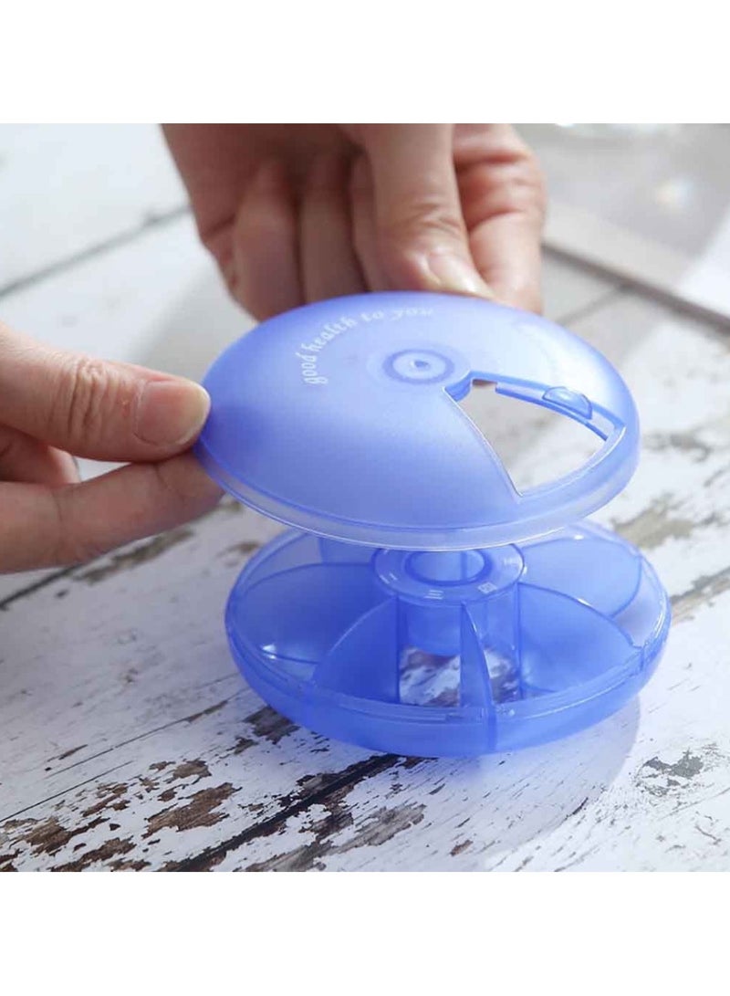 Blue Weekly 7 - Pills Organiser Supplements Vitamins | East to Carry Travel | Home | Office | Round Box - Image 5