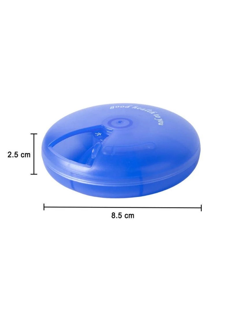 Blue Weekly 7 - Pills Organiser Supplements Vitamins | East to Carry Travel | Home | Office | Round Box - Image 4