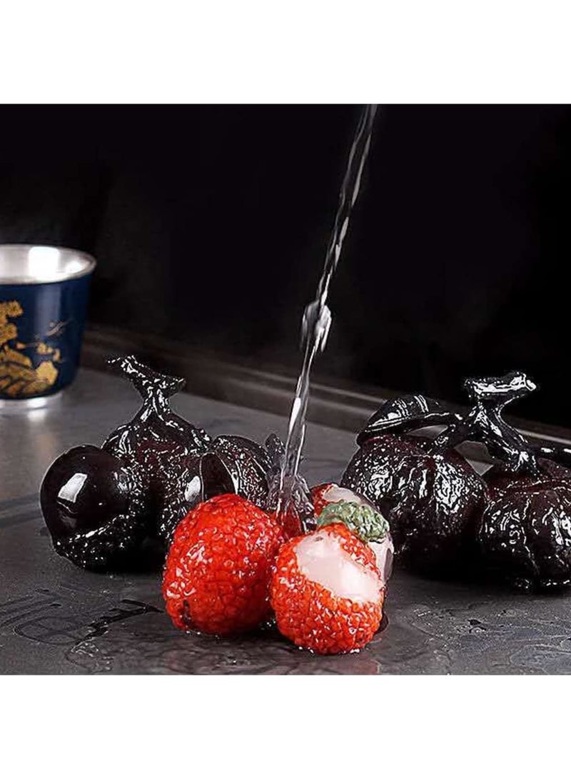 SYOSI Tea Pet for Litchi, Resin Lychee Figurine Craft, Kung Fu Tea Ornament with Heat Discoloration, Decorative Sculpture for Tea Lovers, Tray Hot Water Dispenser Decor, Kitchen Decoration (2 Lychees) - Image 4