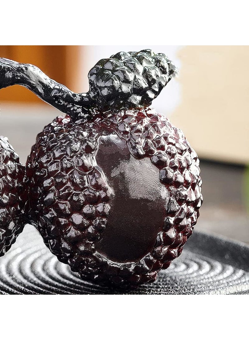 SYOSI Tea Pet for Litchi, Resin Lychee Figurine Craft, Kung Fu Tea Ornament with Heat Discoloration, Decorative Sculpture for Tea Lovers, Tray Hot Water Dispenser Decor, Kitchen Decoration (2 Lychees) - Image 2