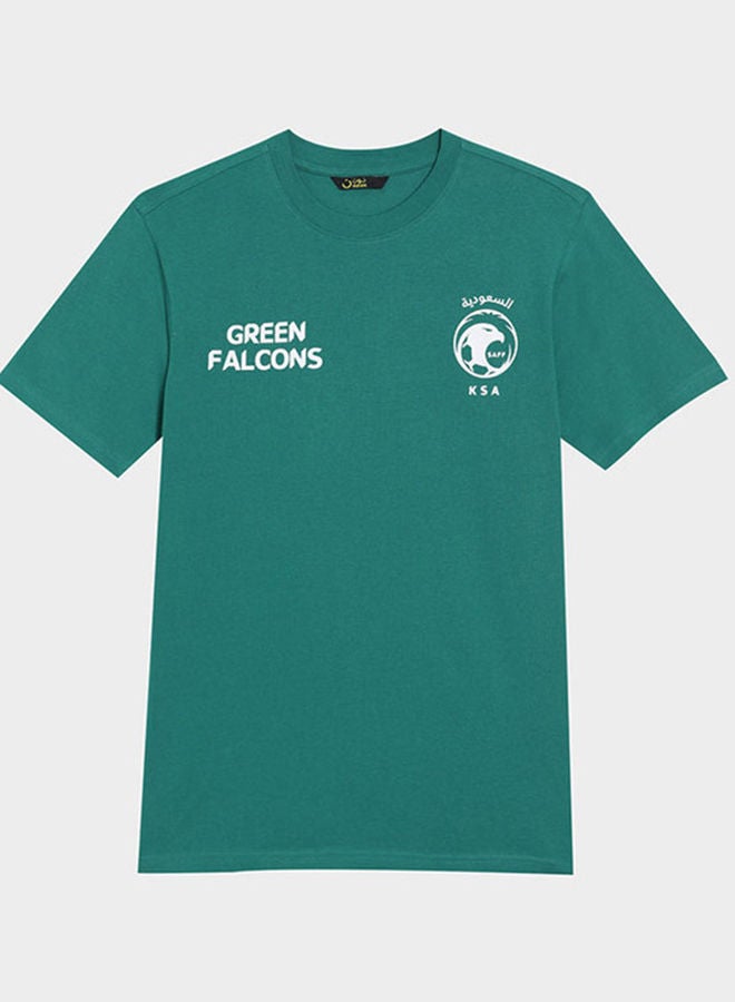 noon SAFF Qualifying years Green Printed T-Shirt - Image 1