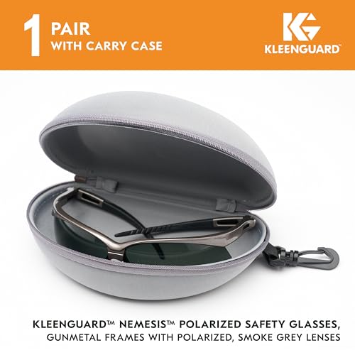 Kleenguard™ V30 Nemesis™ Polarized Safety Glasses (56568), Smoke Grey Lenses, Gunmetal Frame, Carrying Case, Unisex Sunglasses for Men and Women - Image 2