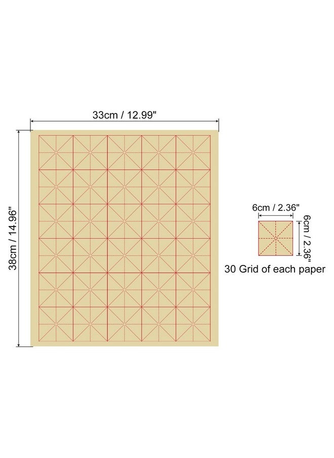 PATIKIL - Maobian Xuan Paper 70 Sheets Rice Paper With 2 Grid For Calligraphy Practice Painting Drawing Half Raw Ripe Xuan 15X13(Light Yellow) - Image 1