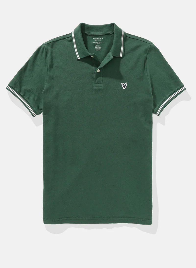 امريكان ايجل Logo Slim Fit Pique Polo Shirt