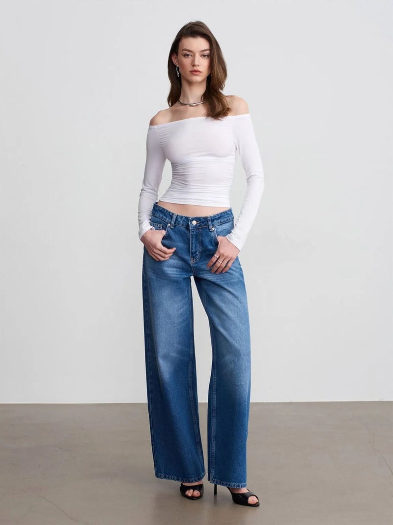 DILVIN Low-Waist Wide-Leg Cotton Denim Jeans - Image 4