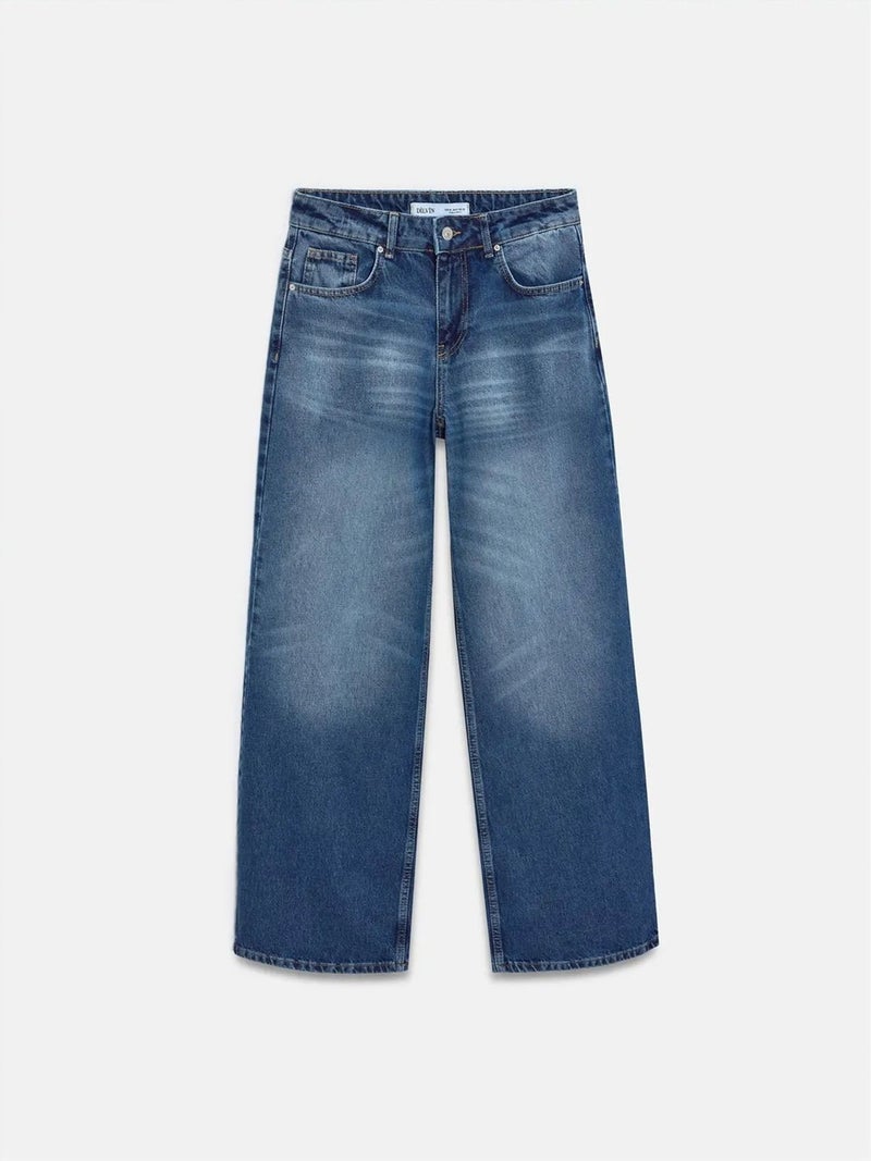 DILVIN Low-Waist Wide-Leg Cotton Denim Jeans - Image 5