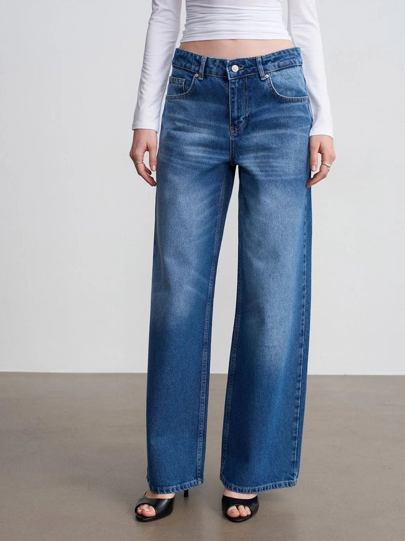 DILVIN Low-Waist Wide-Leg Cotton Denim Jeans - Image 3