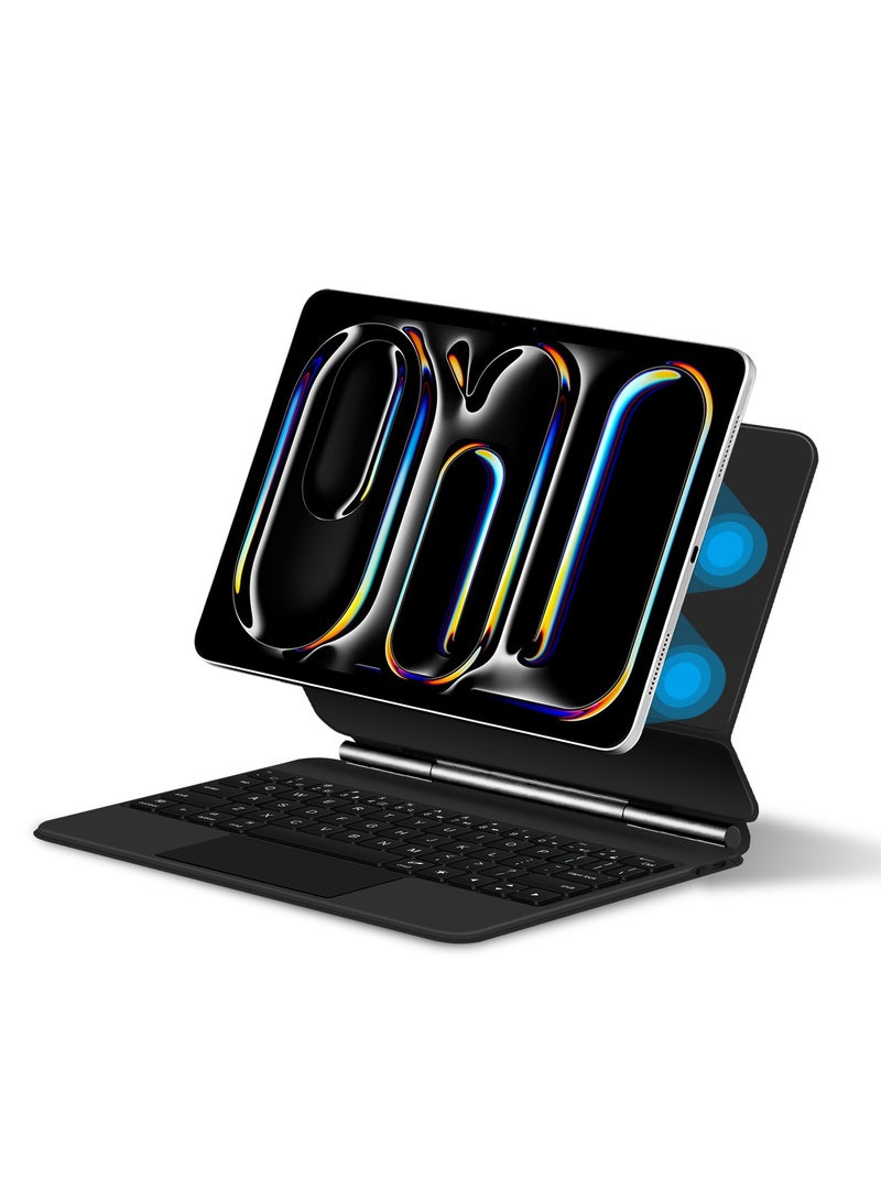 For iPad Pro 13-inch (M4) 2024 Magnetic Keyboard Case, Multi-Touch Trackpad Keyboard Case, Wireless Backlit Keyboard, Easy-to-Adjust Floating Stand - Image 2